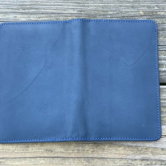 Leather Wallet Bi Fold Blue Card Holder Unisex Purse Handmade Genuine Leather - Picture 8 of 12